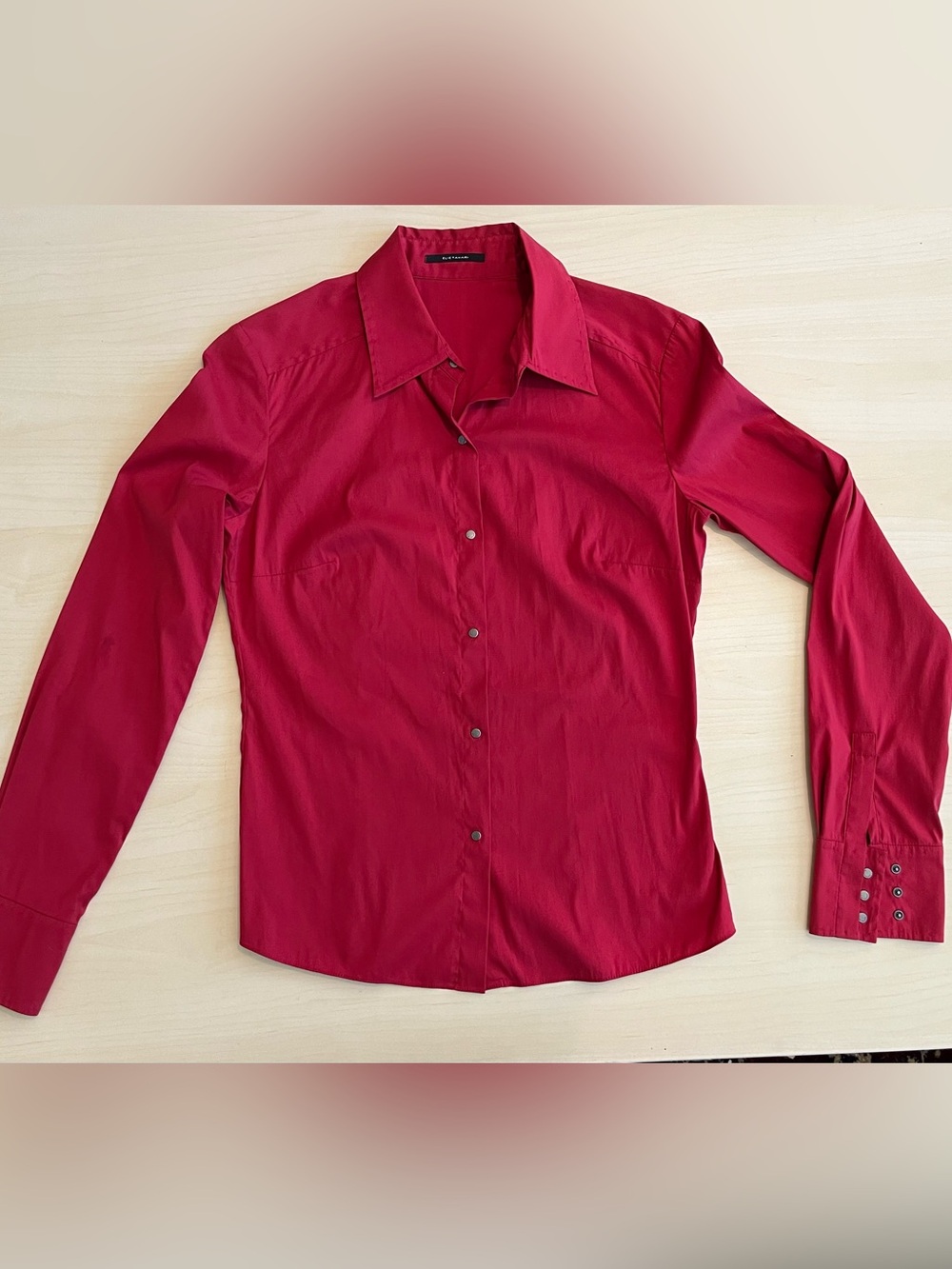 Elie Tahari Crimson Red Long-Sleeve Button-Down Shirt